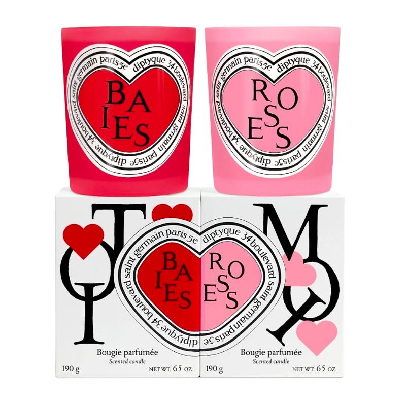 Diptyque Duo Candele San Valentino Baies /Roses - 2x190g – EDIZIONE  LIMITATA 